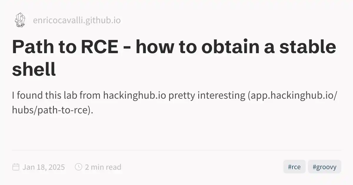 Stable Shell Path to RCE - how to obtain a stable shell
